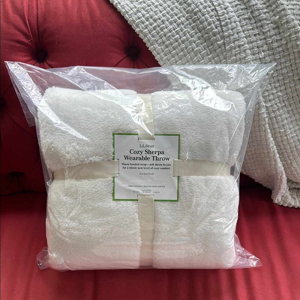 L.L. Bean White Sherpa Throw Blanket